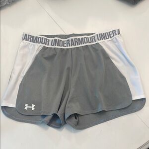 Under Armour Gray and White Athletic Shorts Moisture-Wicking Performance